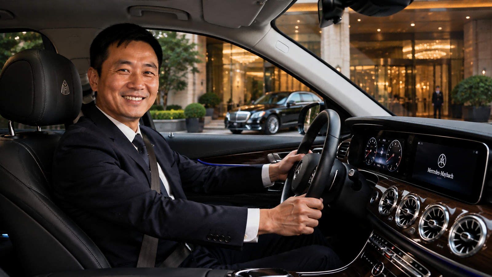 Professional chauffeur providing private car service in Chengdu